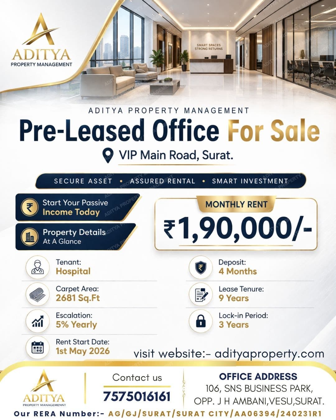  Premium Pre-Leased Office For Sale | Assured High Rental Income