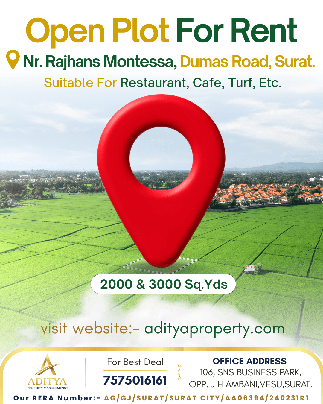 Open Plot For Rent - Nr.Rajhans Montessa, Dumas Road, Surat. in Dumas