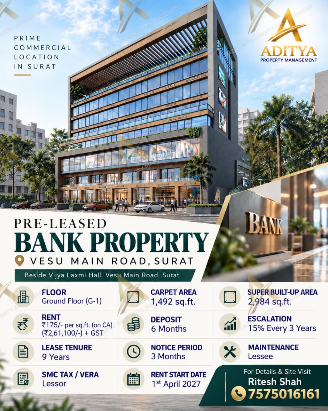 Pre-Leased Ground Floor Commercial Property On Vesu Main Road, Suraat.
